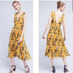 Carolina K Floral Yellow Dress silk size M
